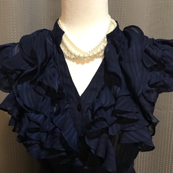 Forever 21 Navy Ruffle Midi NWOT - Picture 3 of 7